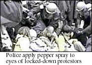 Pepper spray of demonstrators